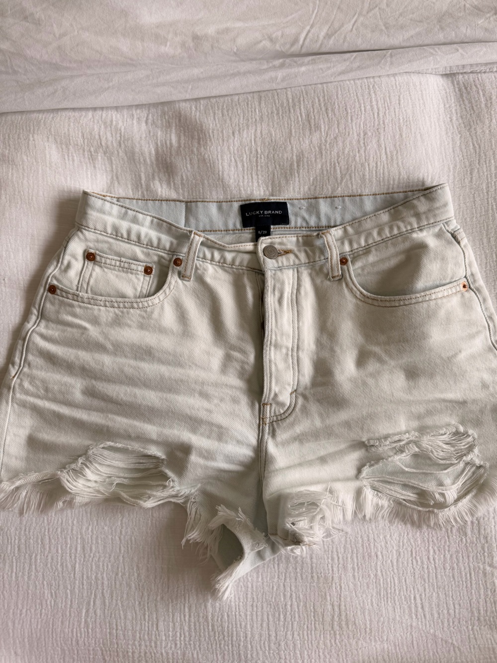 Lucky Brand Off-White Distressed High-Rise Women's Jeans